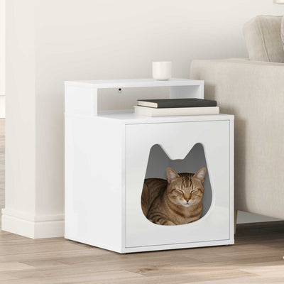 Casa para gatos vidaxxl blanco brillo 42,5 x 40 x 53,5 cm acabado madera