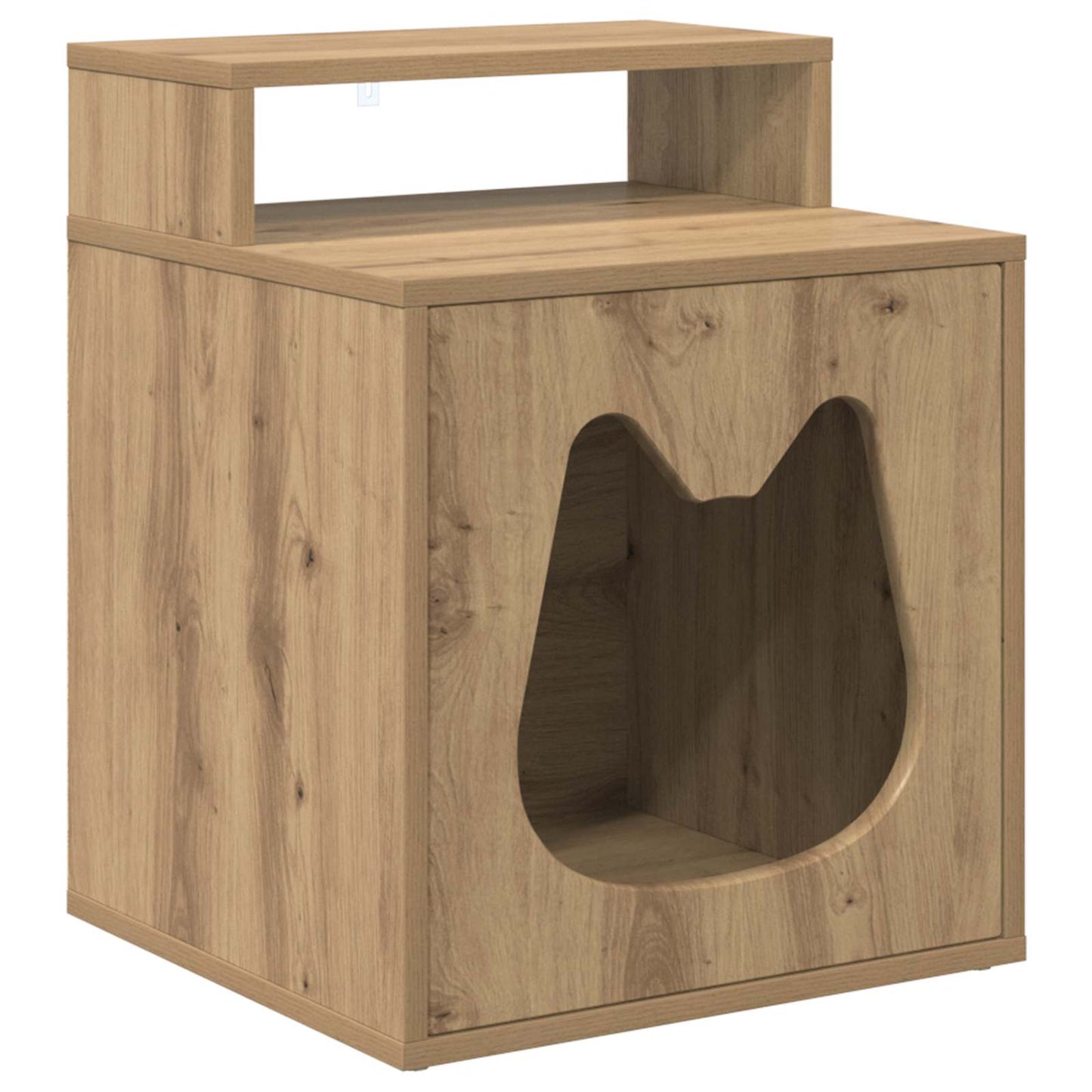 Casa para gatos Vidaxxl hecha a mano de roble 42,5 x 40 x 53,5 cm de madera contrachapada