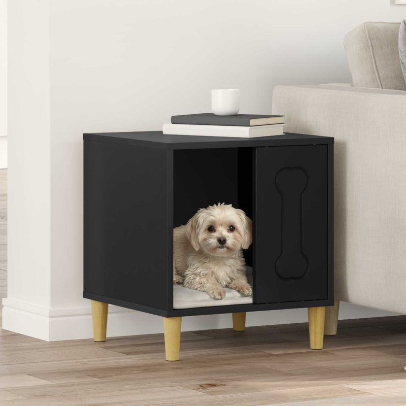 Casa para perros vidaxxl negra 44 x 42 x 49 cm madera artesanal