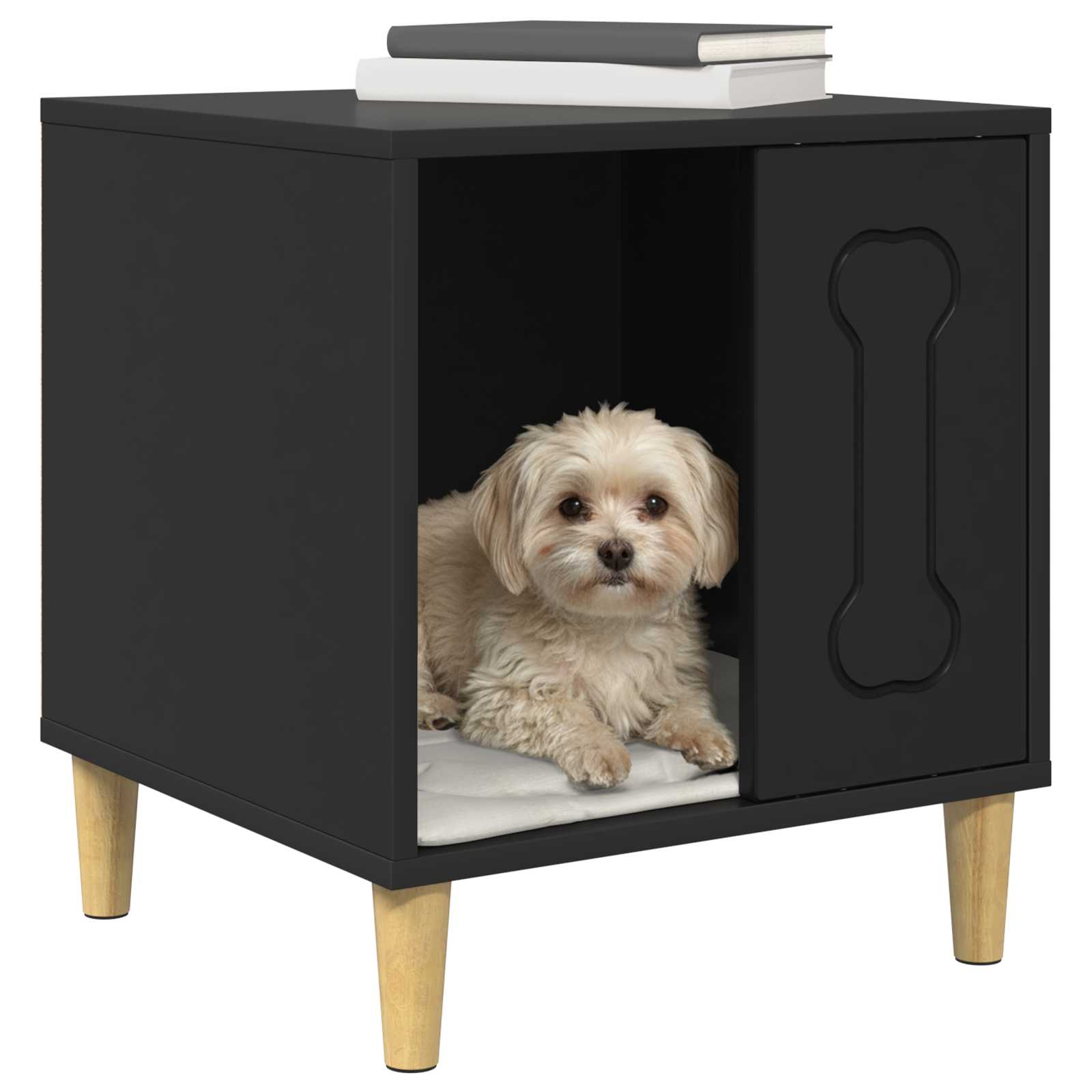 Casa para perros vidaxxl negra 44 x 42 x 49 cm madera artesanal