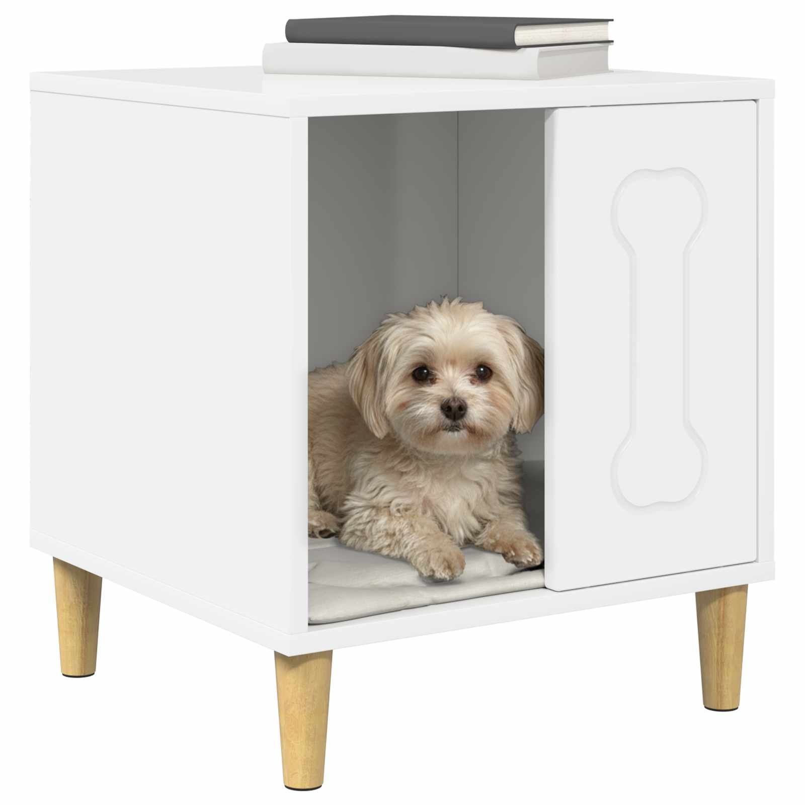 Casa para perros vidaxxl blanco brillo 44 x 42 x 49 cm acabado madera