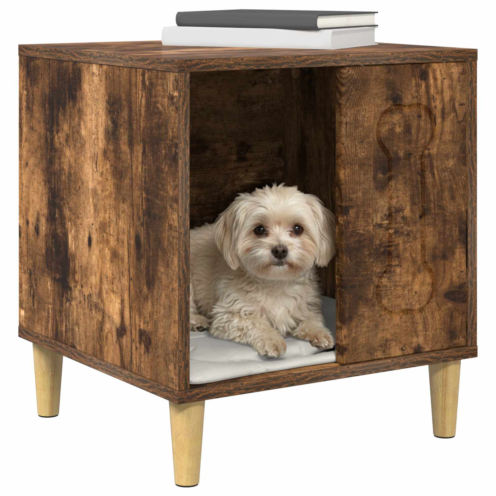Casa para perros vidaxxl roble ahumado 44 x 42 x 49 cm madera procesada