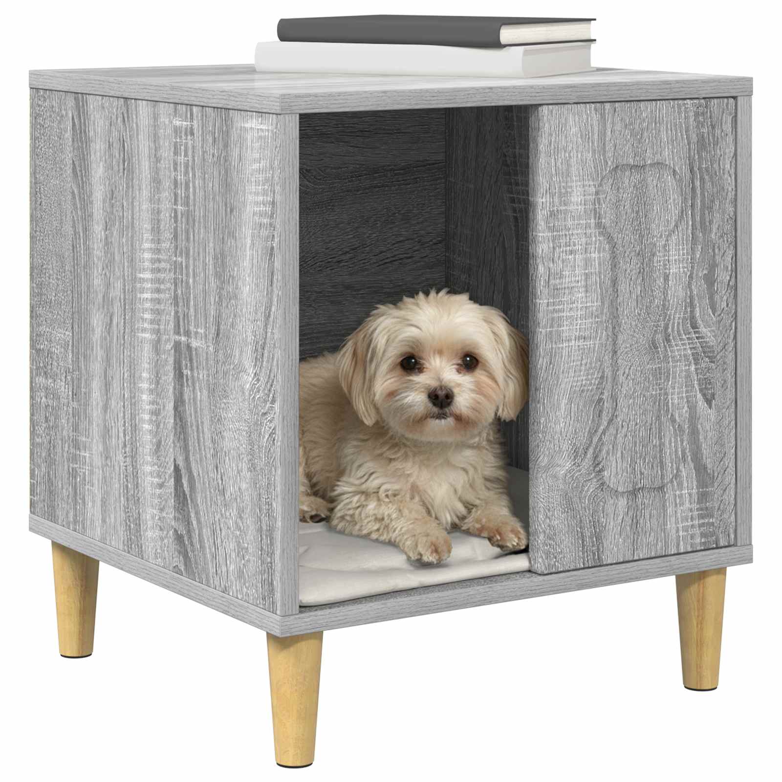 Casa para perros vidaxxl gris sonoma 44 x 42 x 49 cm acabado madera