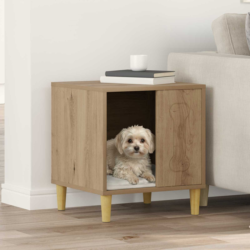 Casa para perros vidaxxl roble tradicional 44 x 42 x 49 cm madera contrachapada