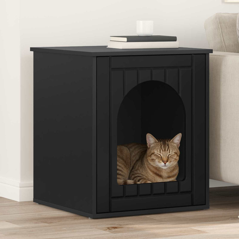 Casa para gatos vidaxxl negra 53 x 52 x 62 cm acabado madera