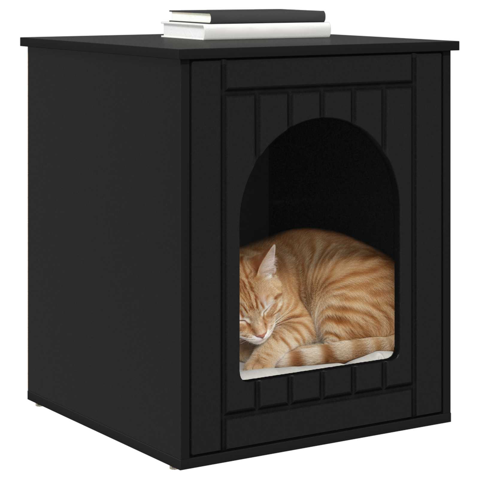 Casa para gatos vidaxxl negra 53 x 52 x 62 cm acabado madera