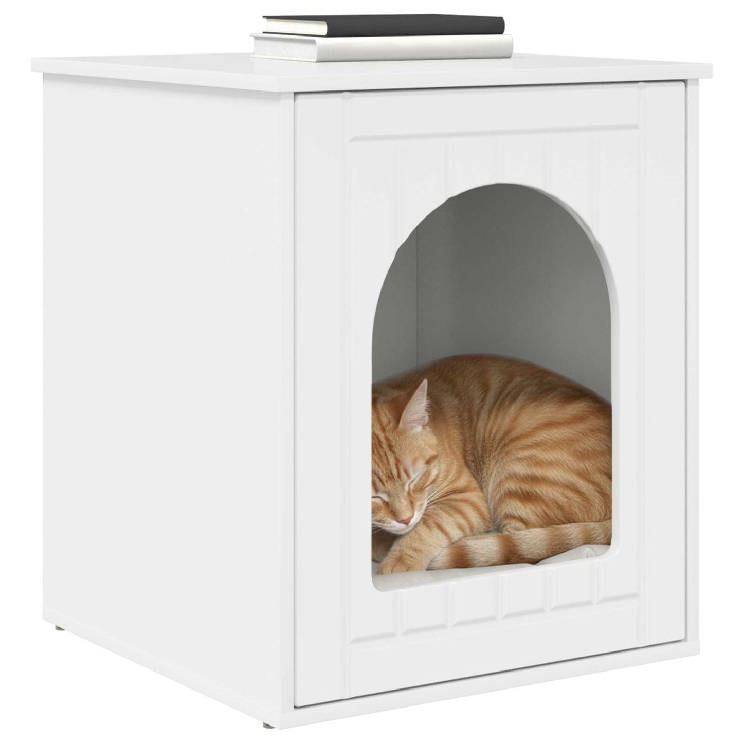 Casa para gatos vidaxxl blanco brillo 53 x 52 x 62 cm acabado madera