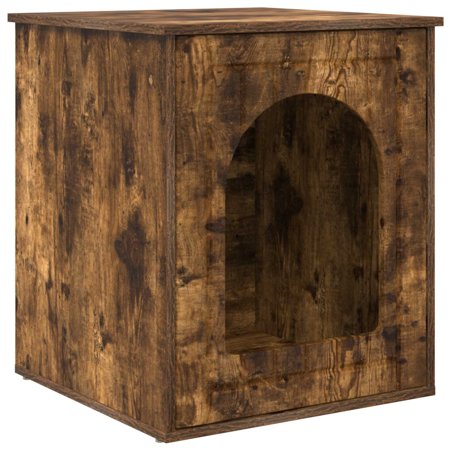 Casa para gatos Vidaxxl roble ahumado 53 x 52 x 62 cm madera procesada