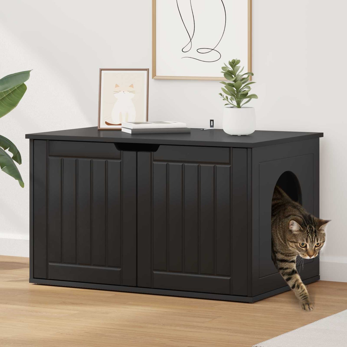 Casa para gatos vidaxxl negra 85 x 55 x 50,5 cm madera procesada