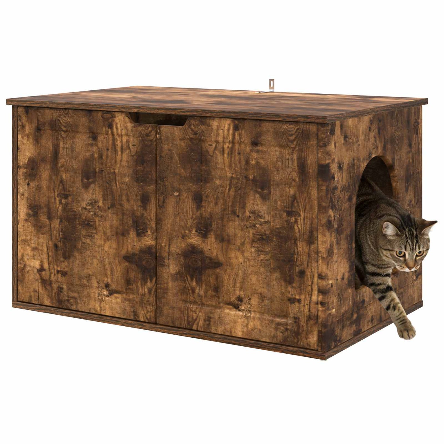 Casa para gatos Vidaxxl roble ahumado 85 x 55 x 50,5 cm madera procesada