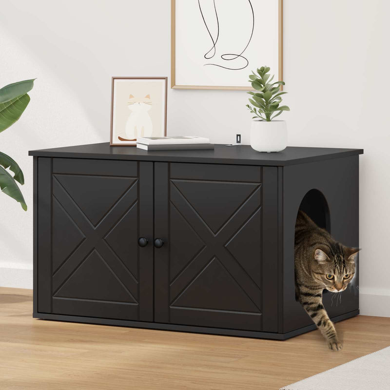 Casa para gatos vidaxxl negra 85 x 55 x 50,5 cm madera procesada