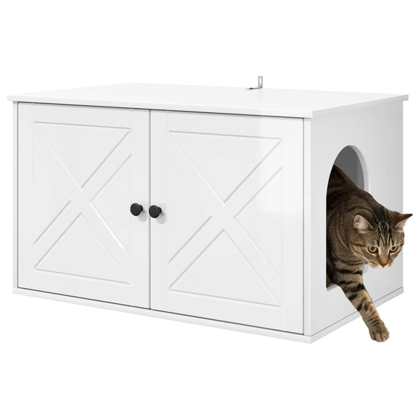 Casa para gatos vidaxxl blanco brillo 85 x 55 x 50 cm acabado madera