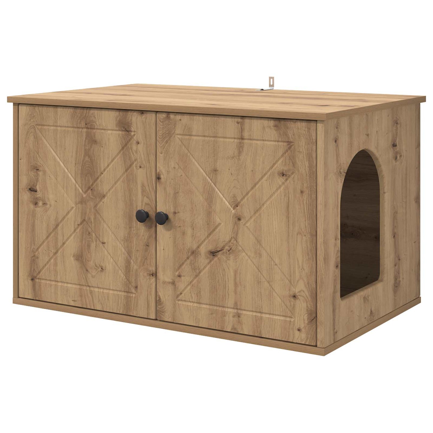 Casa para gatos Vidaxxl hecha a mano de roble 85 x 55 x 50 cm de madera contrachapada