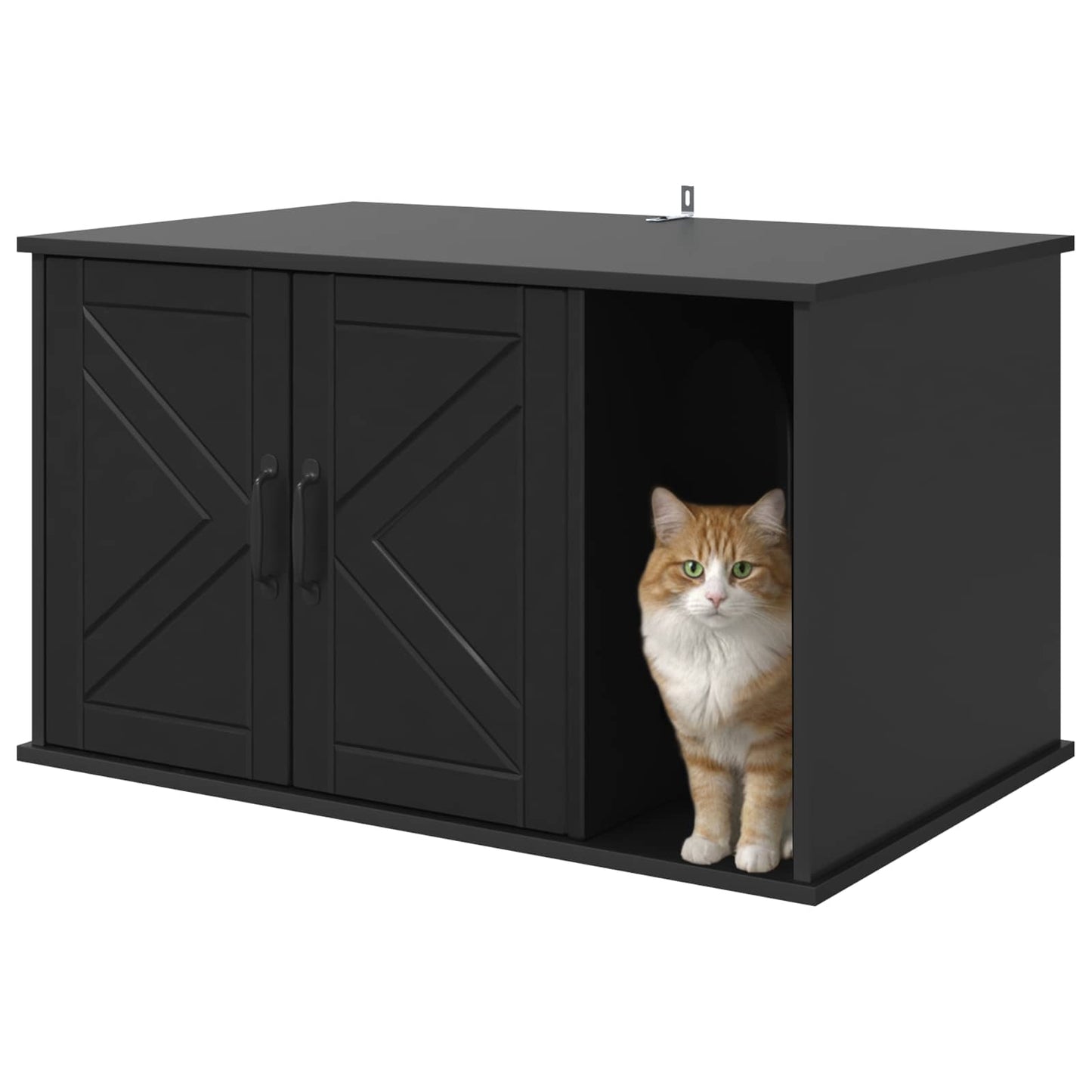 Casa para gatos vidaxxl negra 85 x 55 x 50 cm acabado madera