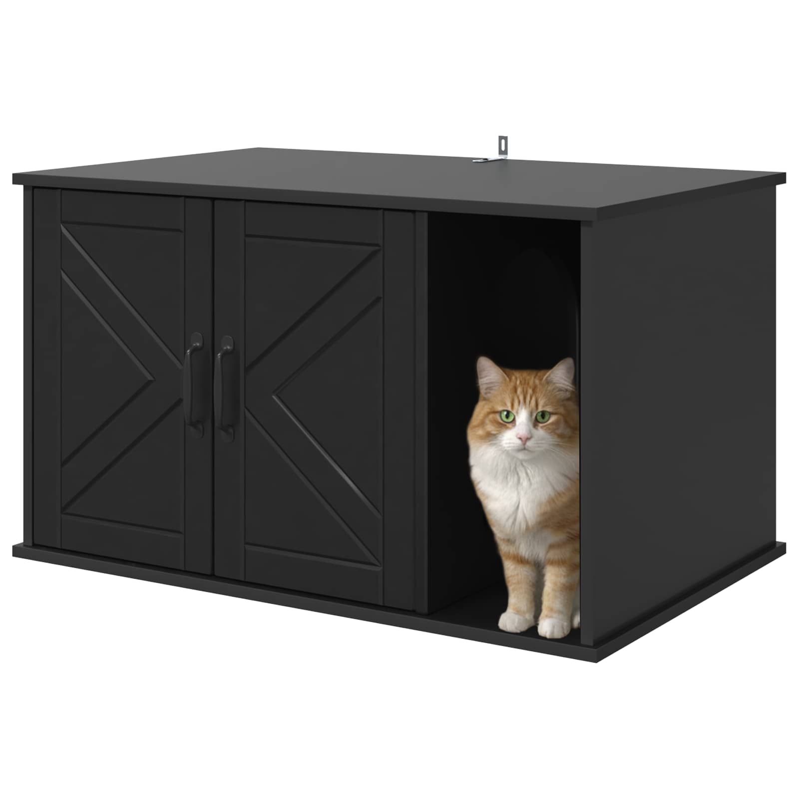 Casa para gatos vidaxxl negra 85 x 55 x 50 cm acabado madera