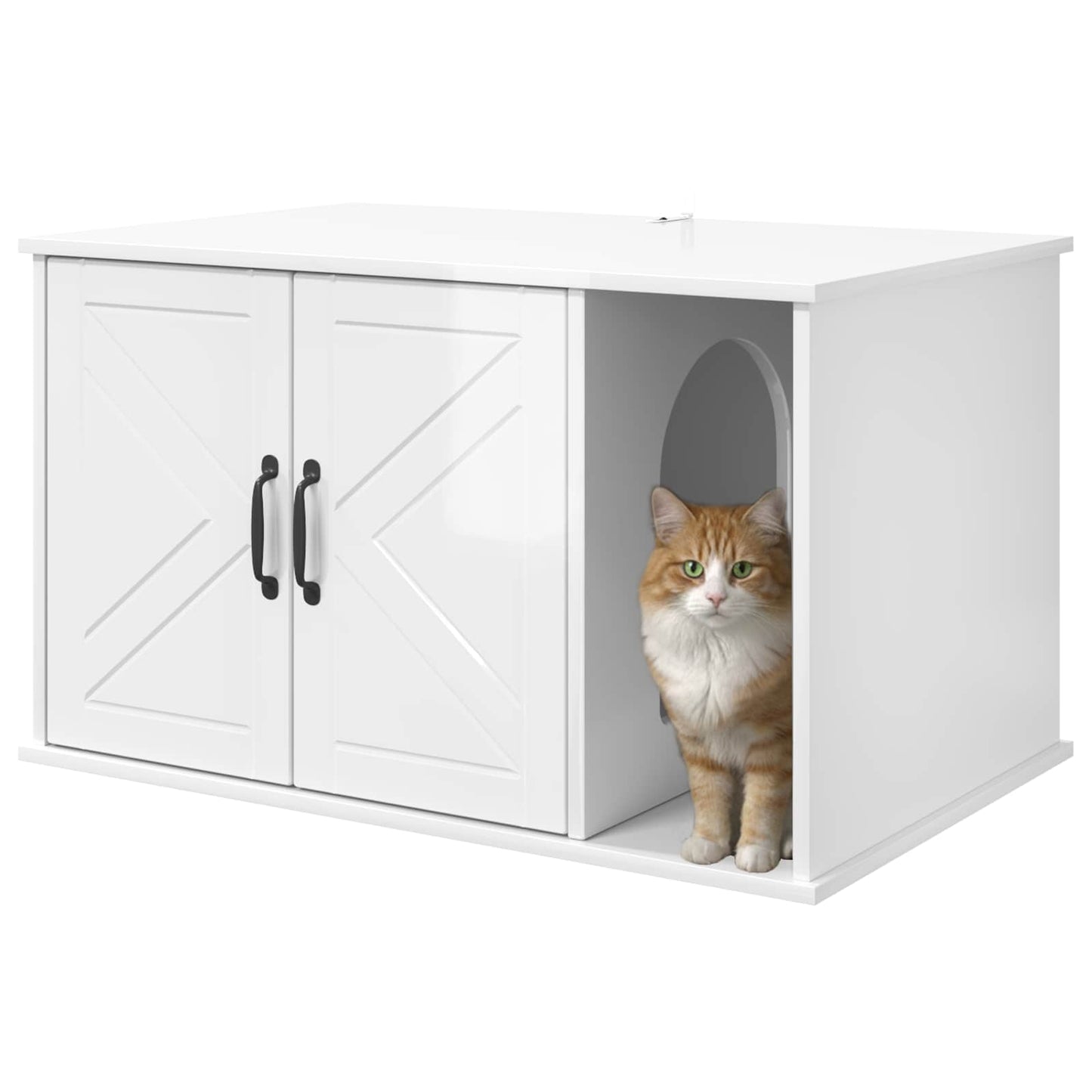 Casa para gatos vidaxxl blanco brillo 85 x 55 x 50 cm acabado madera