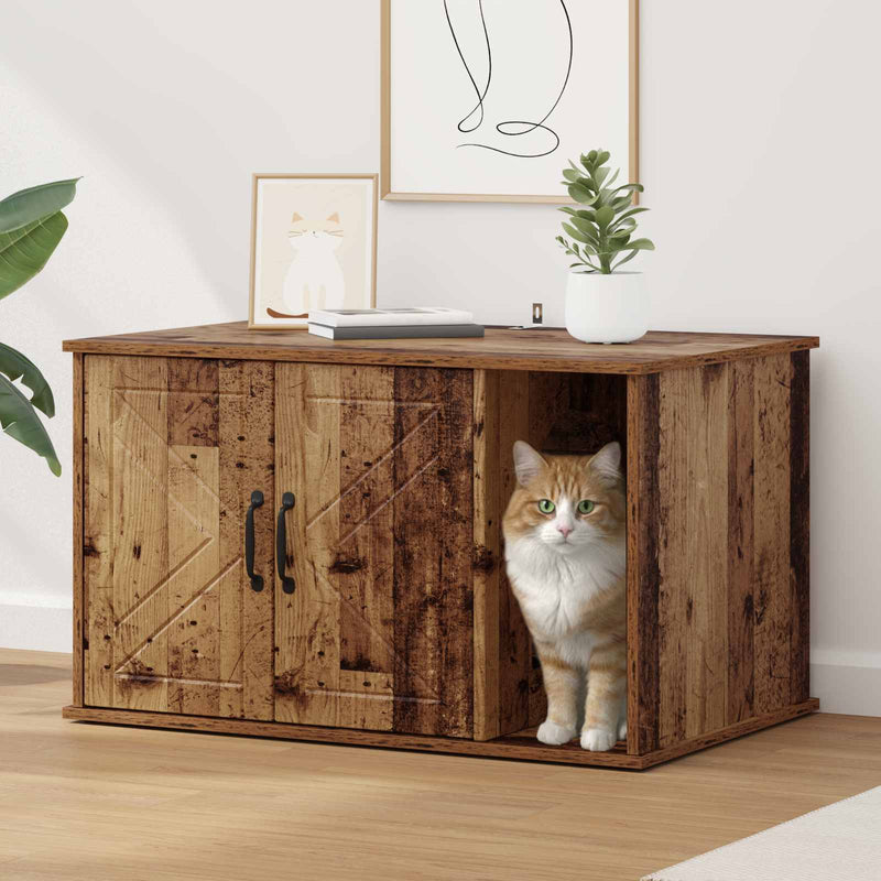 Casa para gatos vidaxxl madera vieja 85 x 55 x 50 cm madera procesada