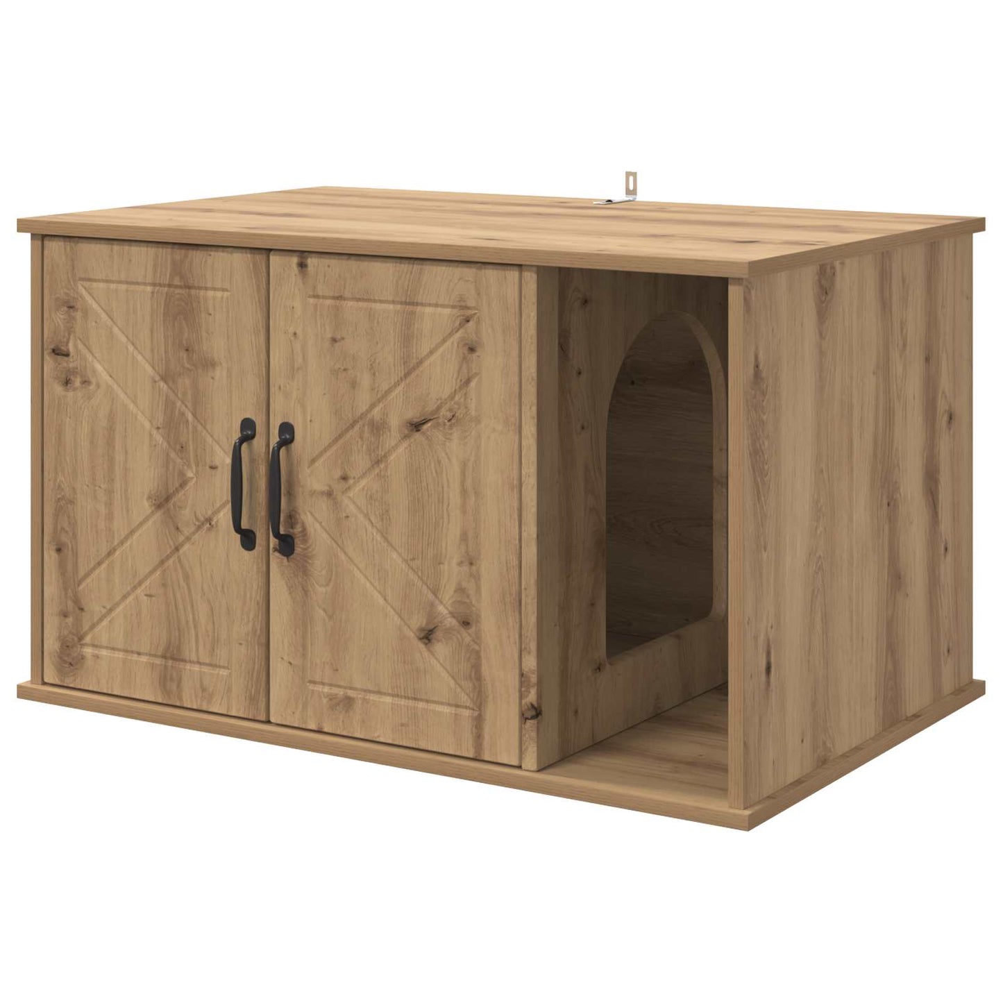 Casa para gatos Vidaxxl hecha a mano de roble 85 x 55 x 50 cm de madera contrachapada