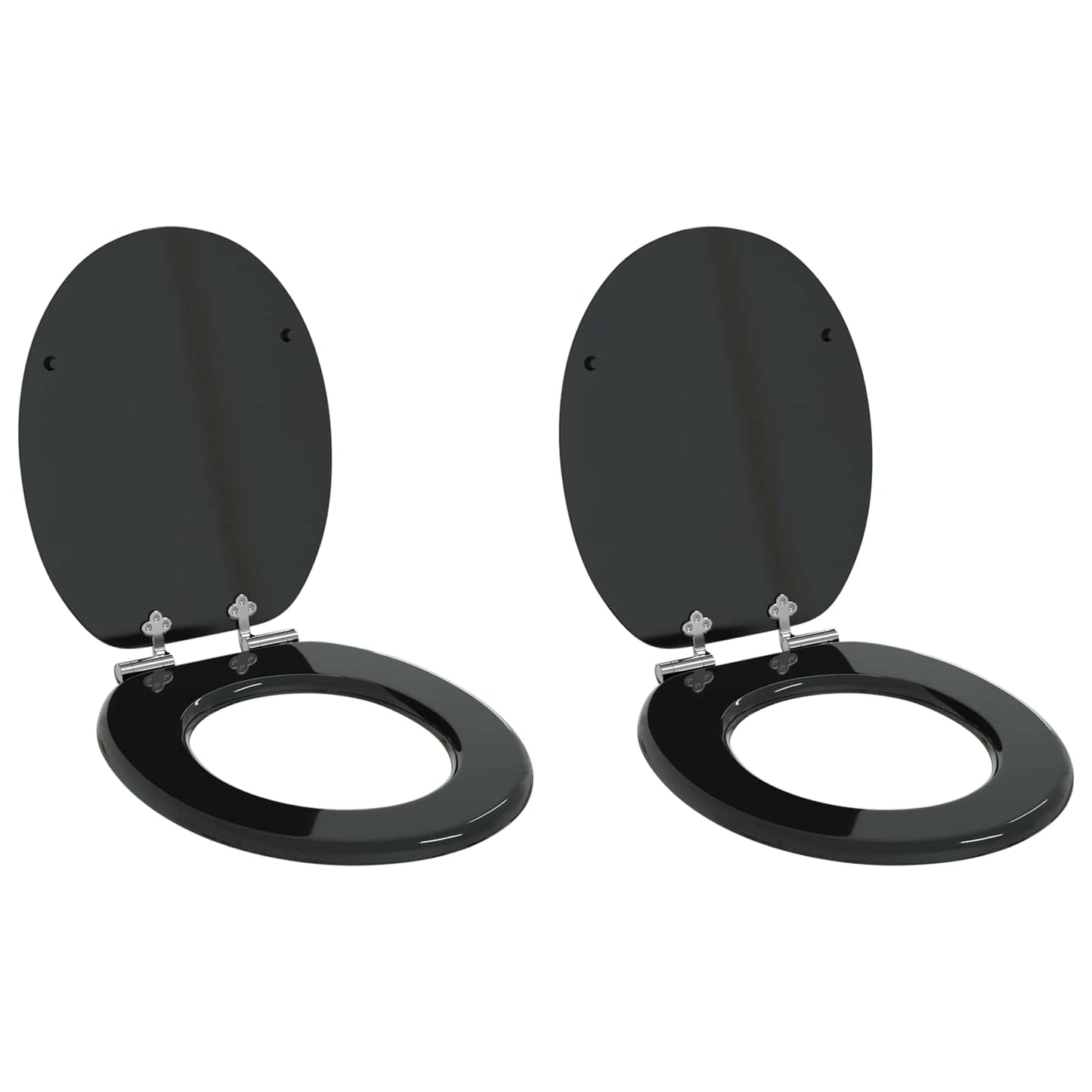 Vidaxx asiento de inodoro con cierre suave 2 piezas tablero MDF negro 44 x 38 cm