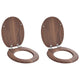 Vidaxx asiento de inodoro con cierre suave 2 piezas tablero MDF marrón 44 x 38 cm