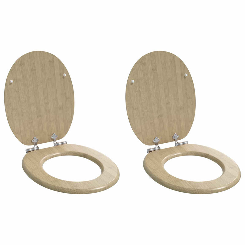 VidaXL asiento de inodoro con cierre suave 2 uds color bambú claro 44 x 38 cm