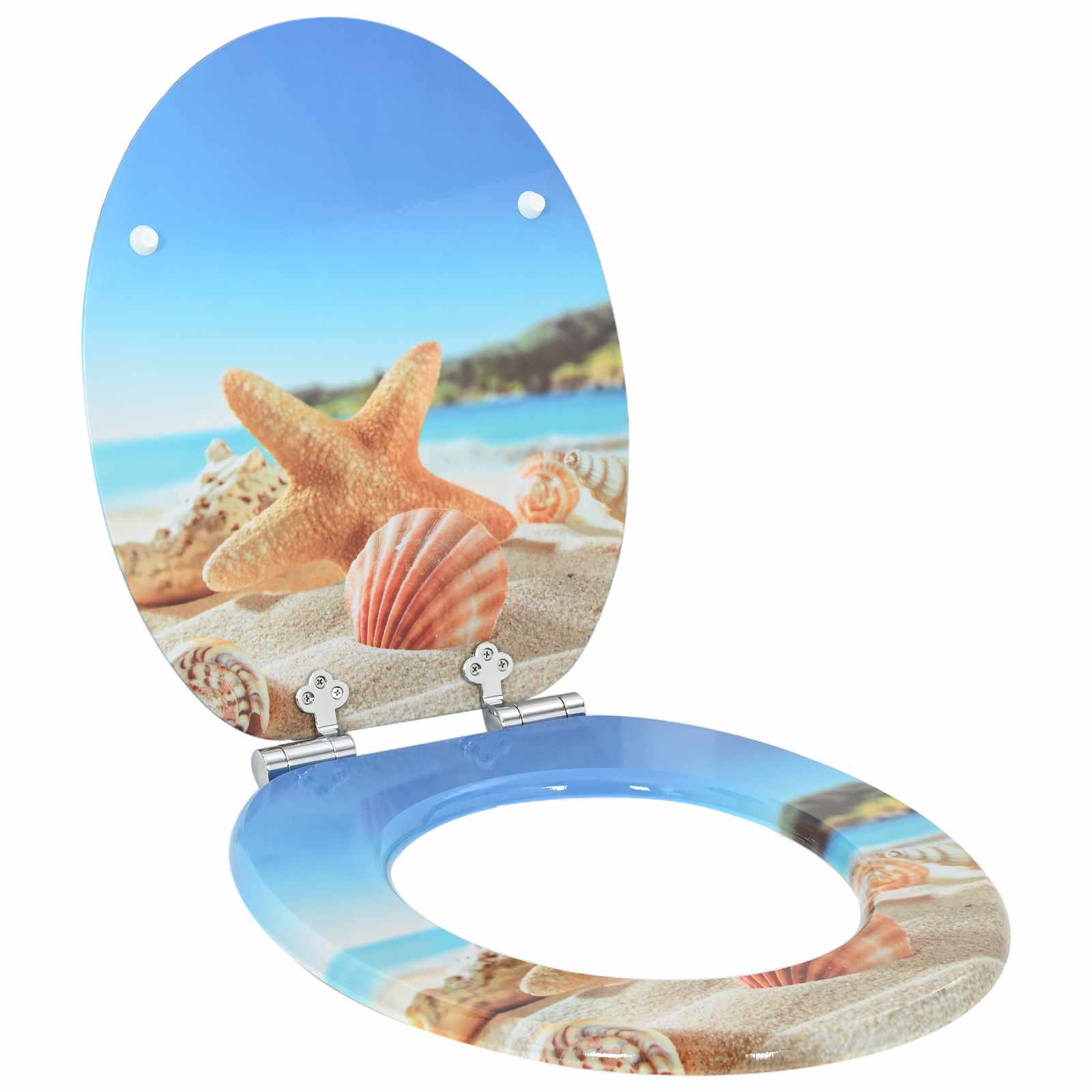 Vidaxl zachte sluit toiletbril 2 pcs zee schelp 44 x 38 cm mdf-plaat