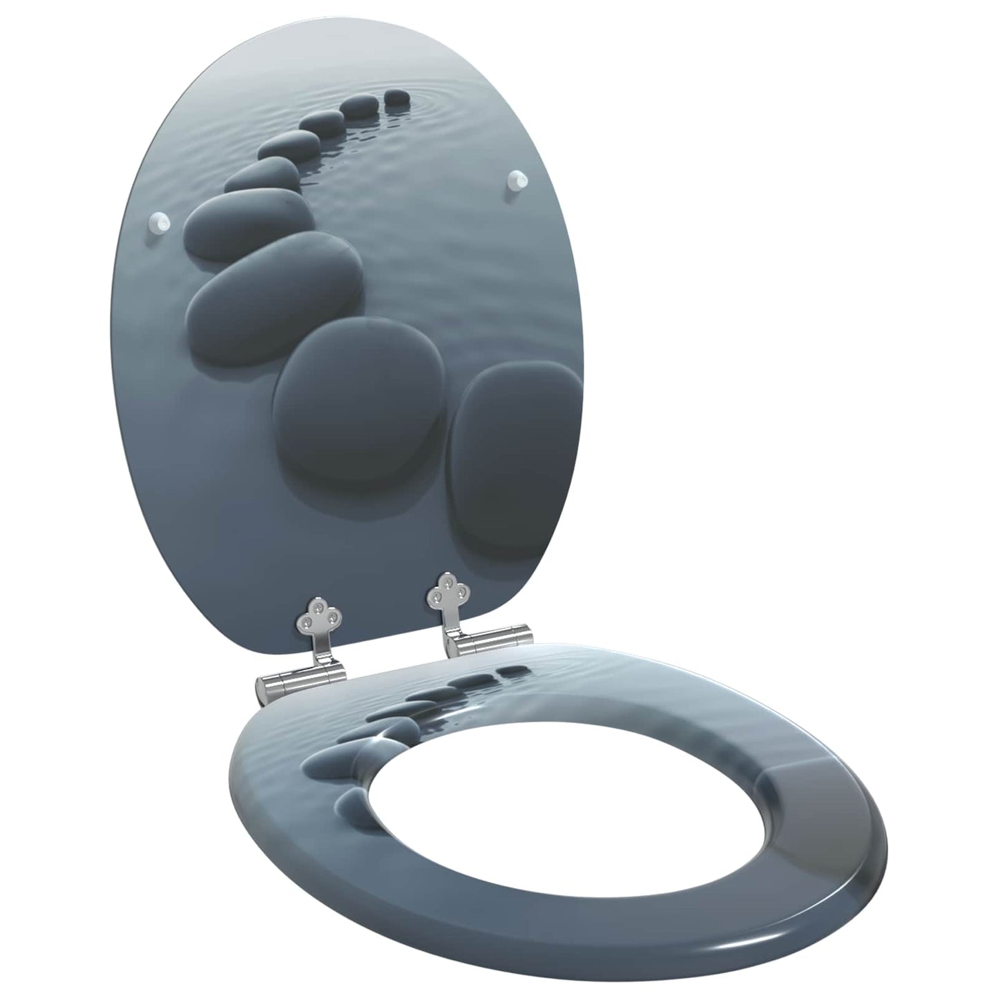 Vidaxx asiento de inodoro con cierre suave 2 piezas tablero MDF gris 44 x 38 cm