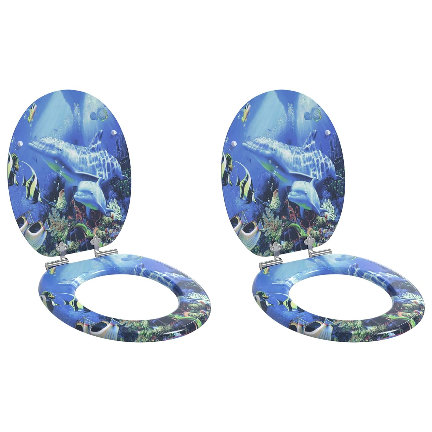 Vidaxx asiento de inodoro con cierre suave 2 piezas azul tablero MDF 44 x 38 cm