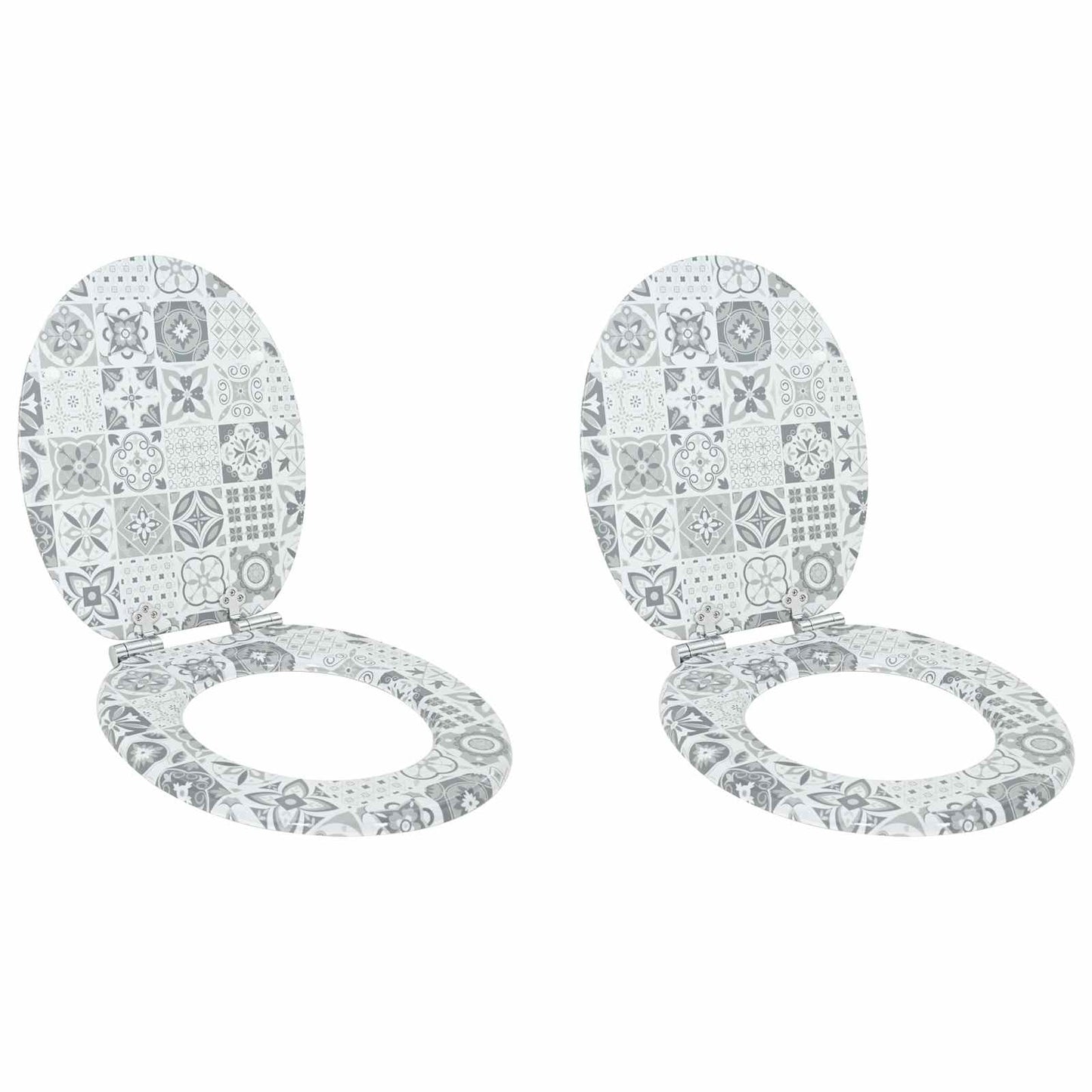 VidaXL Asiento de inodoro con cierre suave 2 piezas porcelana azul y blanca 44 x 38 cm