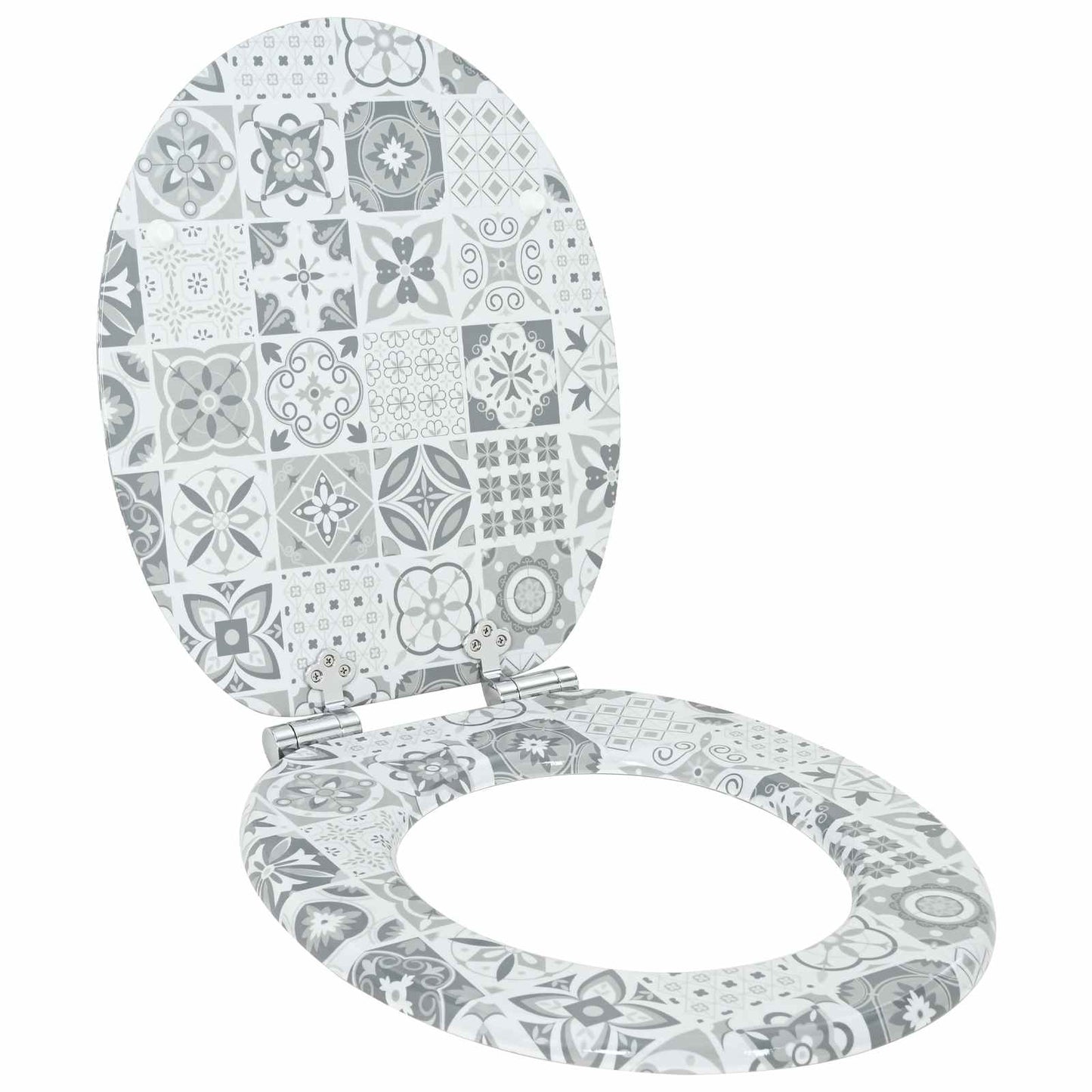 VidaXL Asiento de inodoro con cierre suave 2 piezas porcelana azul y blanca 44 x 38 cm
