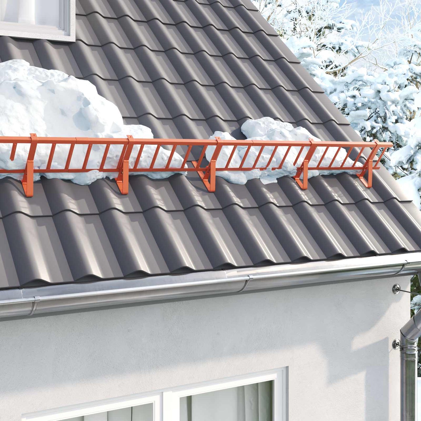 Vidaxx soporte para nieve de techo rojo 100 x 2,5 x 20 cm acero