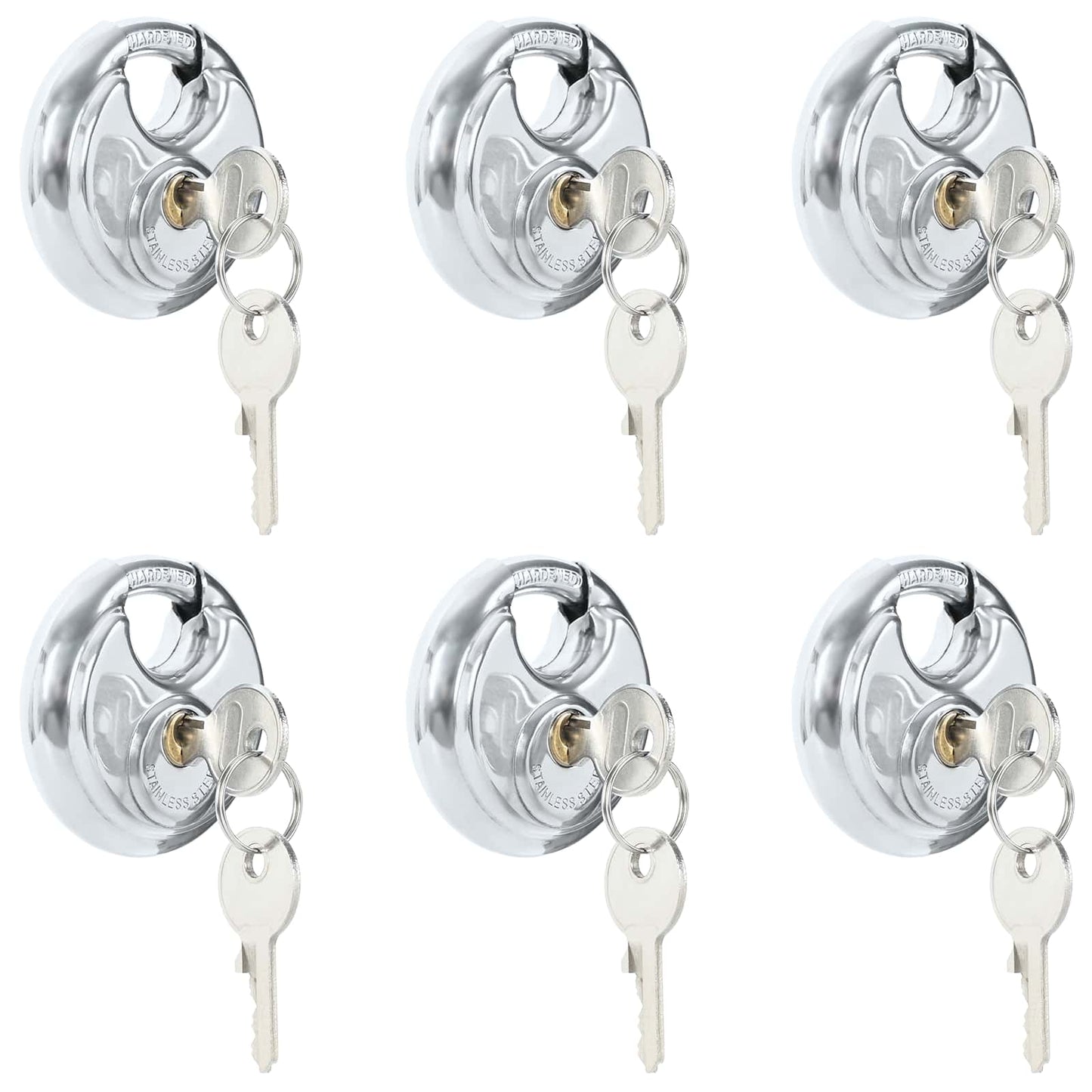 Vidaxl candados de disco con llaves 6 piezas plata 6 x 2,3 x 6 cm