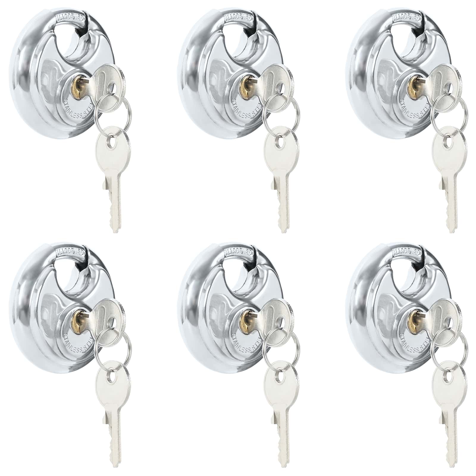 Lucchetti Vidaxl Discus con chiavi 6 pezzi argento 6 x 2,3 x 6 cm
