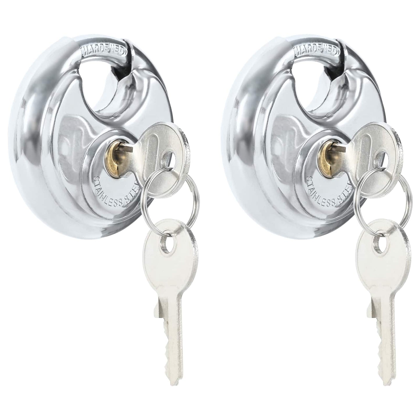 Vidaxl candados de disco con llaves 2 piezas plata 7 x 2,4 x 7 cm
