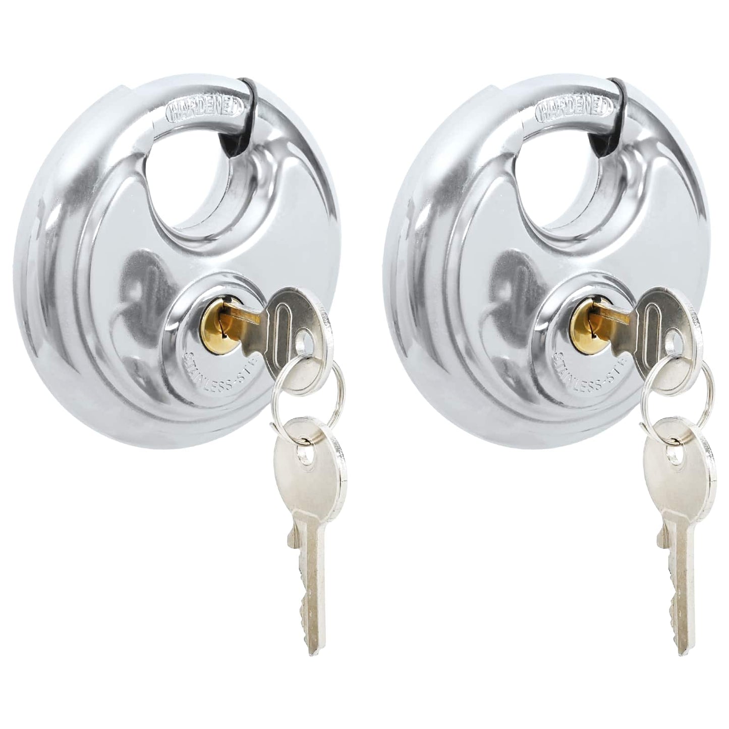 Vidaxl candados de disco con llaves 2 piezas plata 8 x 2,8 x 8 cm