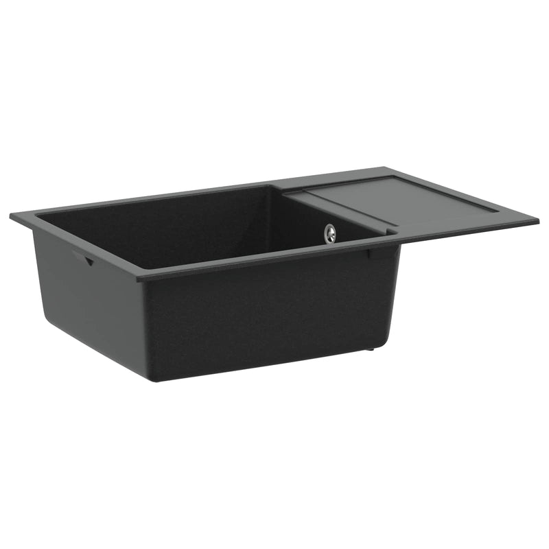 Lavello VidaXL nero 780 x 500 mm 80% quarzo e 20% resina
