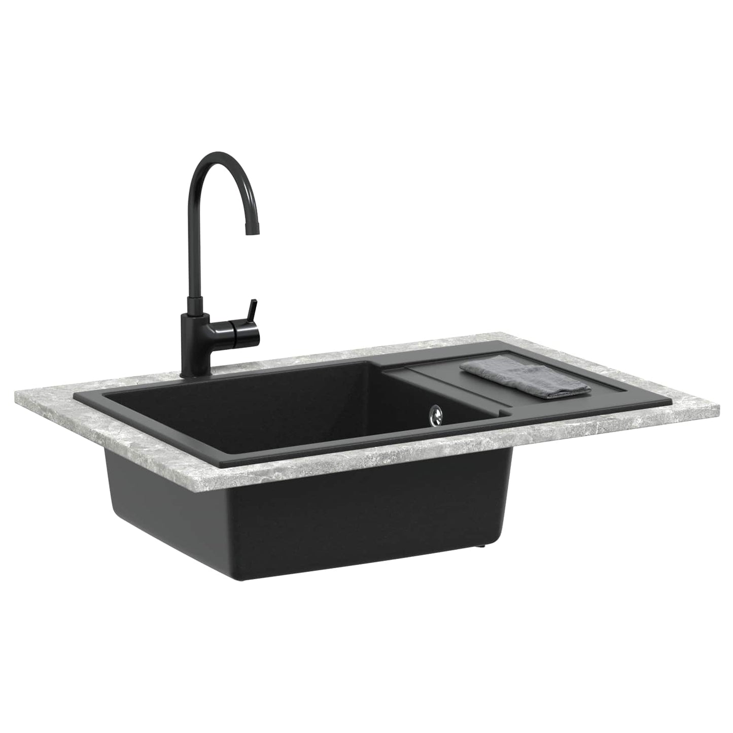 Fregadero VidaXL negro 780 x 500 mm 80% cuarzo y 20% resina