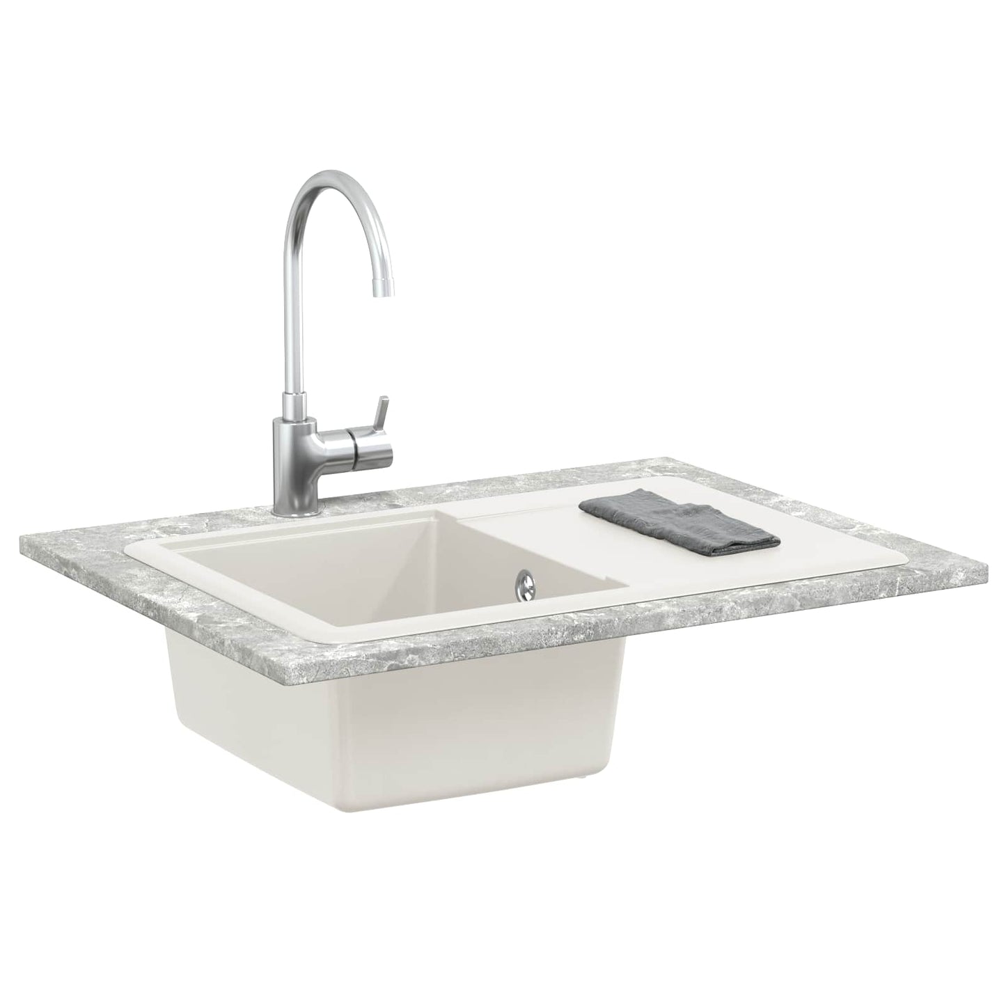 Fregadero vidaxx blanco 670 x 460 mm 80% cuarzo y 20% resina
