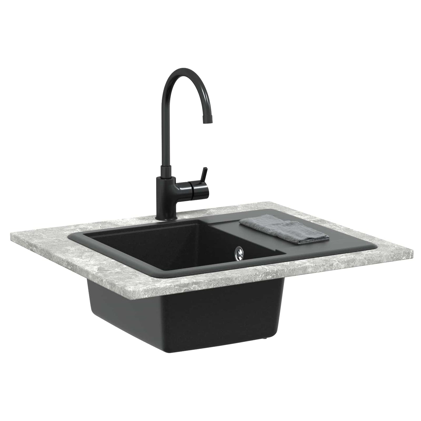 Fregadero VidaXL negro 560 x 460 mm 80% cuarzo y 20% resina