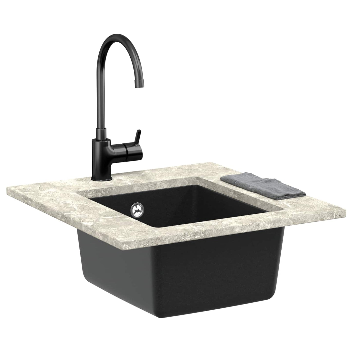 Fregadero VidaXL negro 370 x 460 mm 80% cuarzo y 20% resina