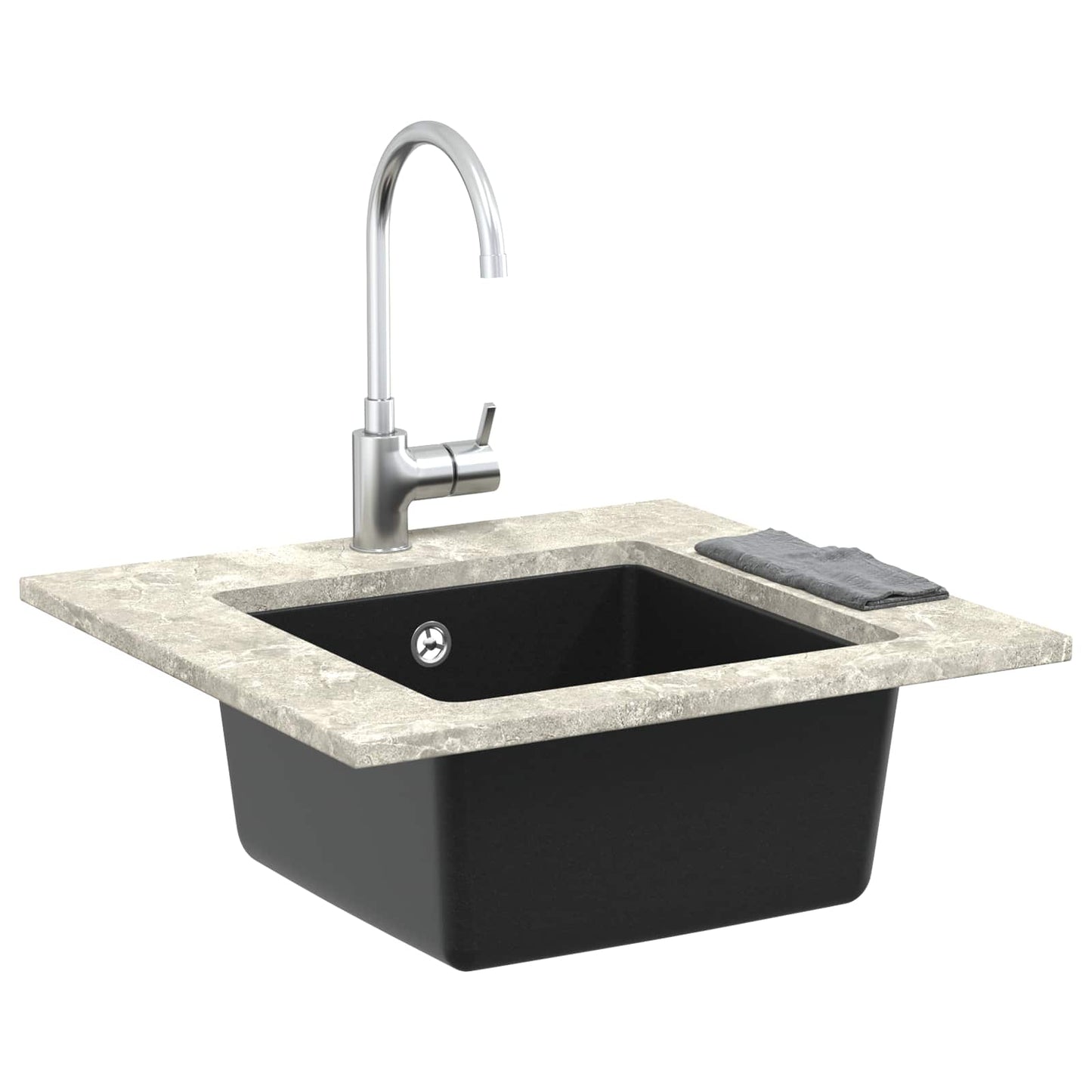 Fregadero VidaXL negro 430 x 460 mm 80% cuarzo y 20% resina