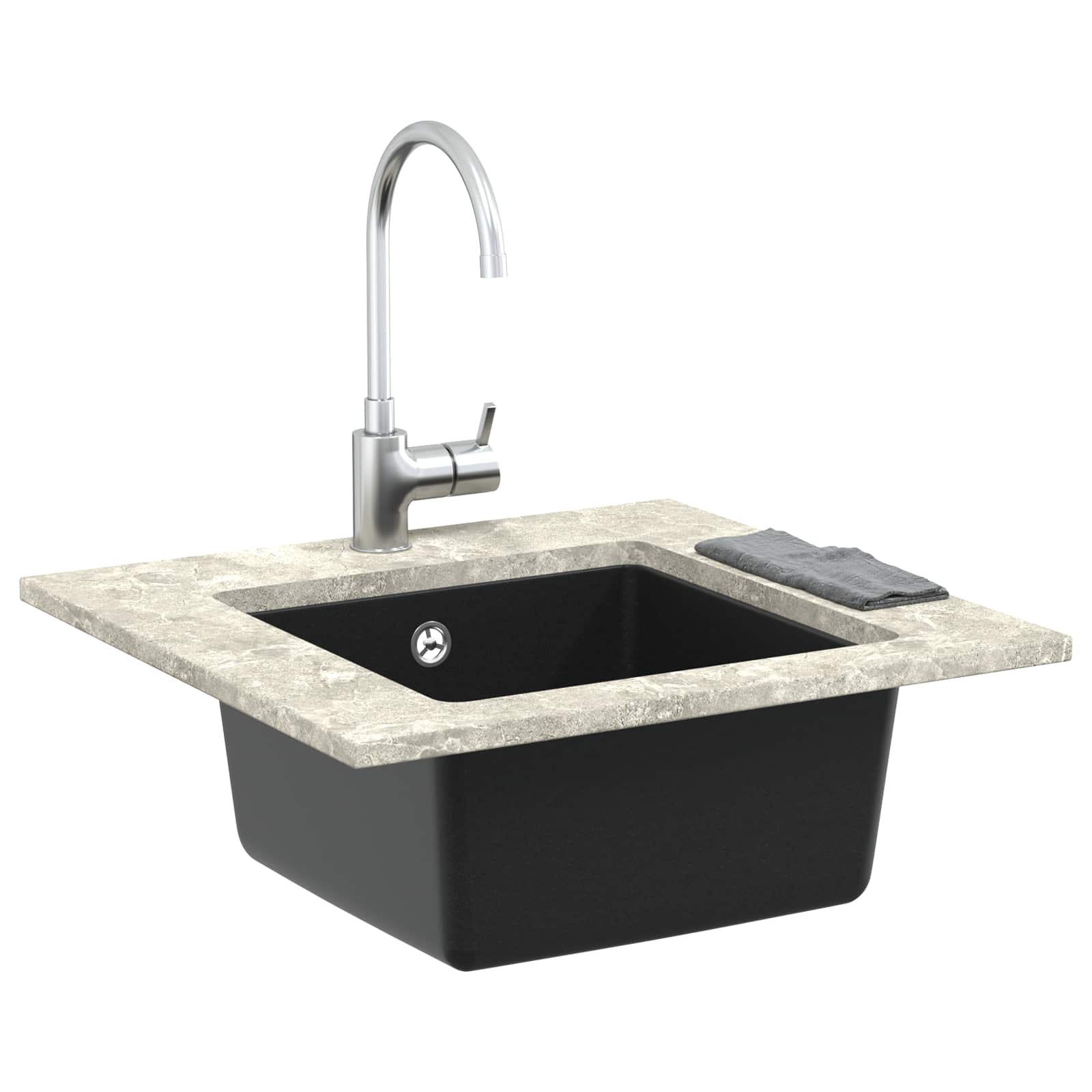 Lavello VidaXL nero 430 x 460 mm 80% quarzo e 20% resina