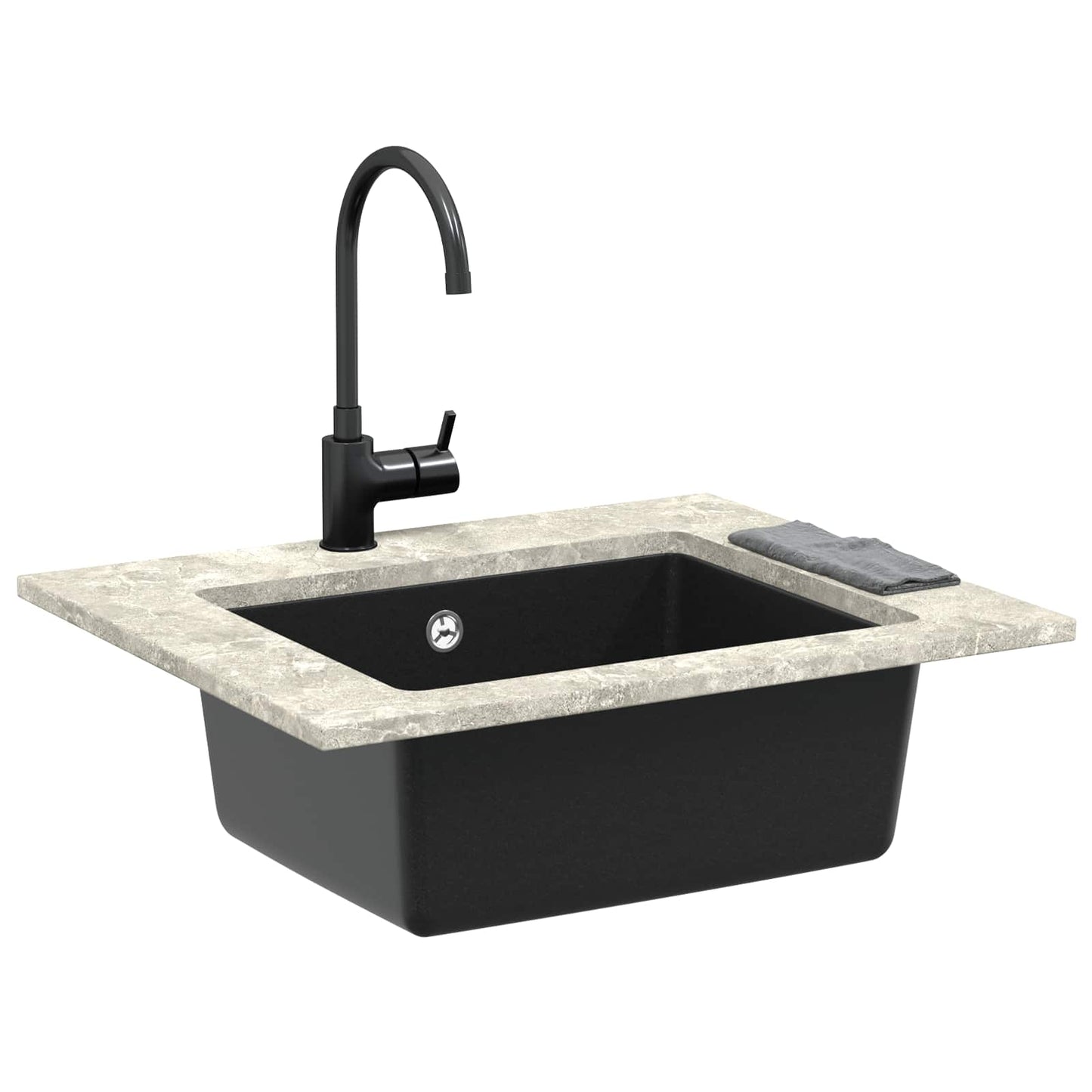 Fregadero VidaXL negro 530 x 460 mm 80% cuarzo y 20% resina