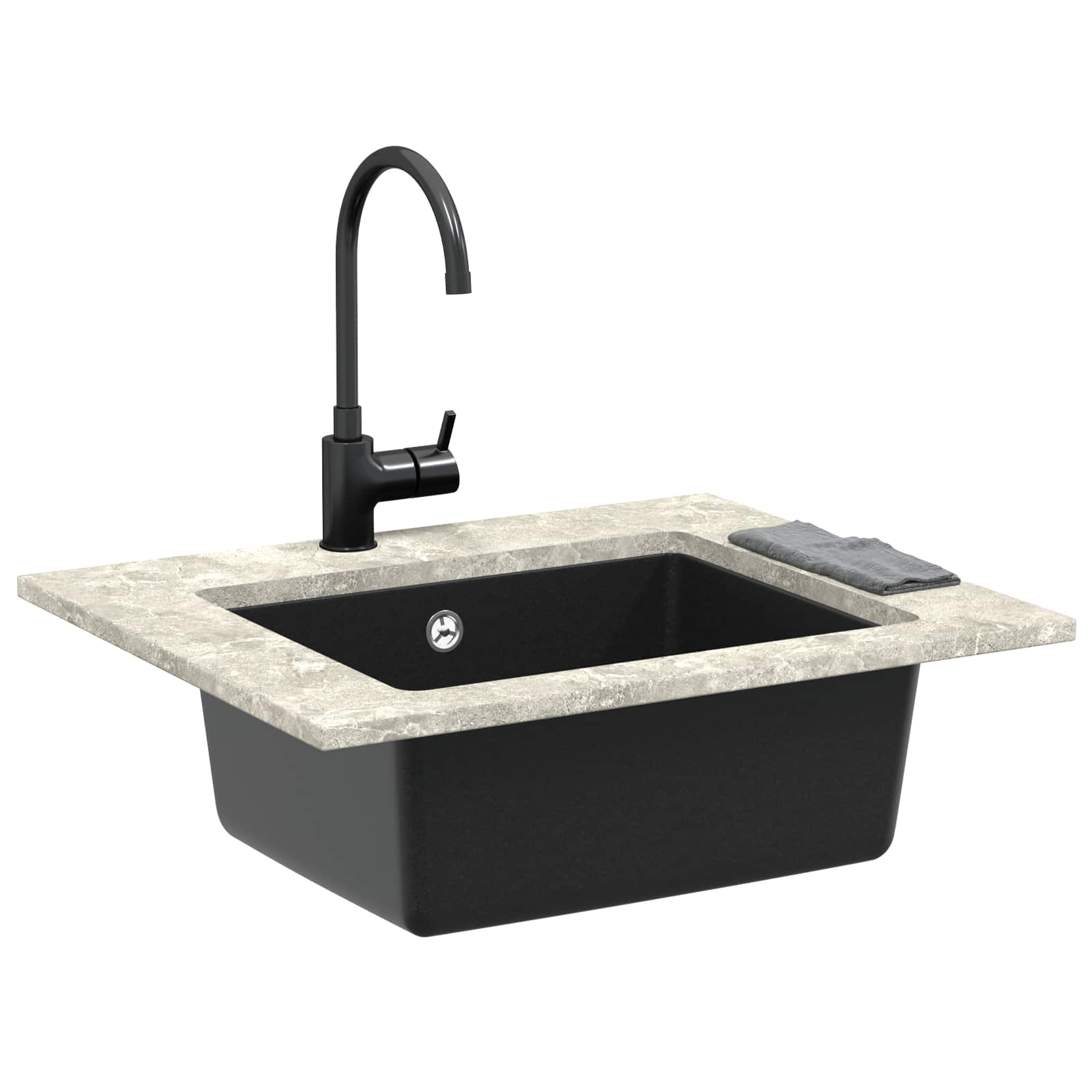 Lavello VidaXL nero 530 x 460 mm 80% quarzo e 20% resina