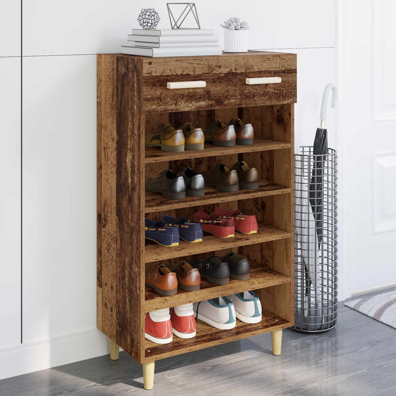 Vidaxxl zapatero con cajón madera vieja 60 x 35 x 105 cm madera procesada