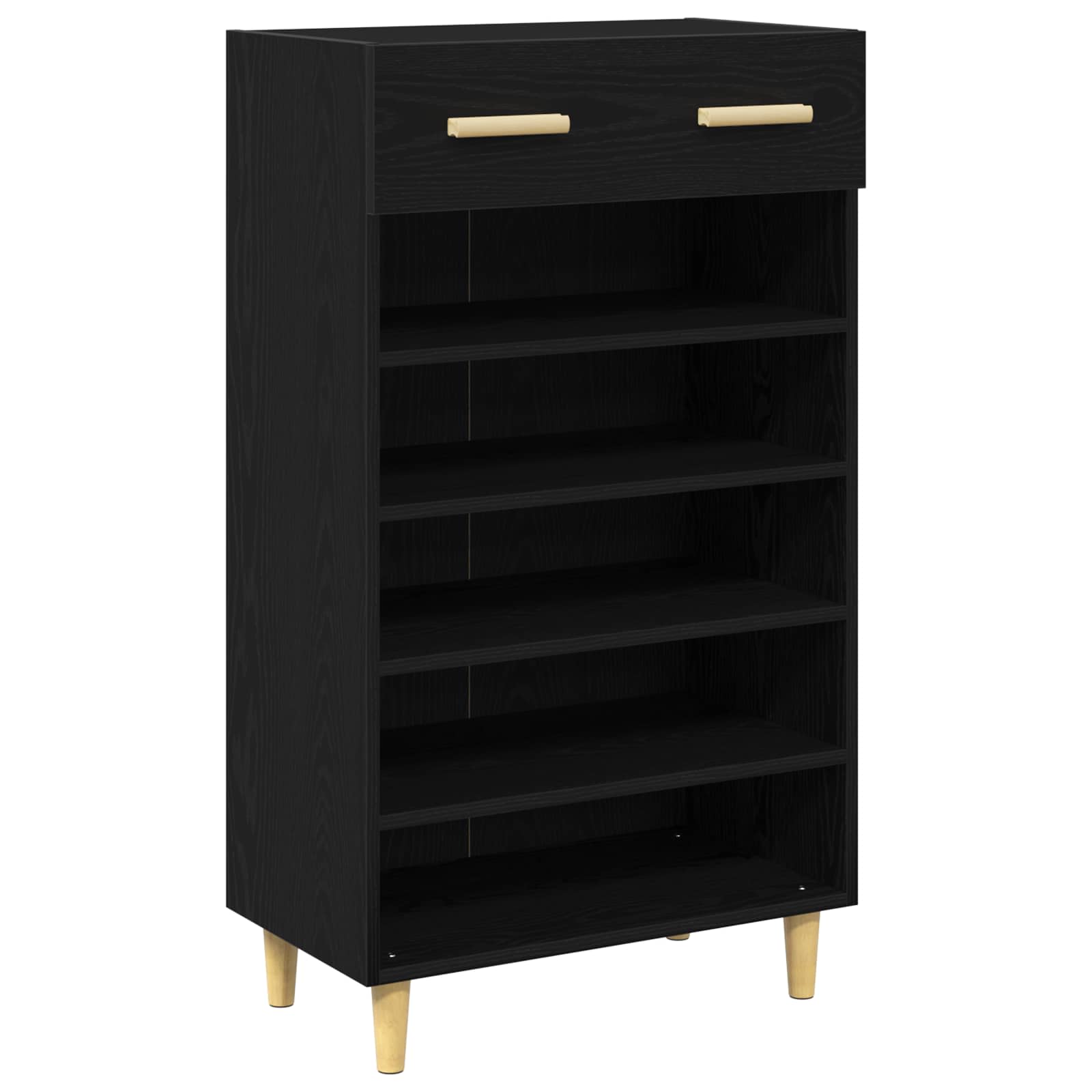 Vidaxx zapatero con cajón roble negro 60 x 35 x 105 cm acabado madera