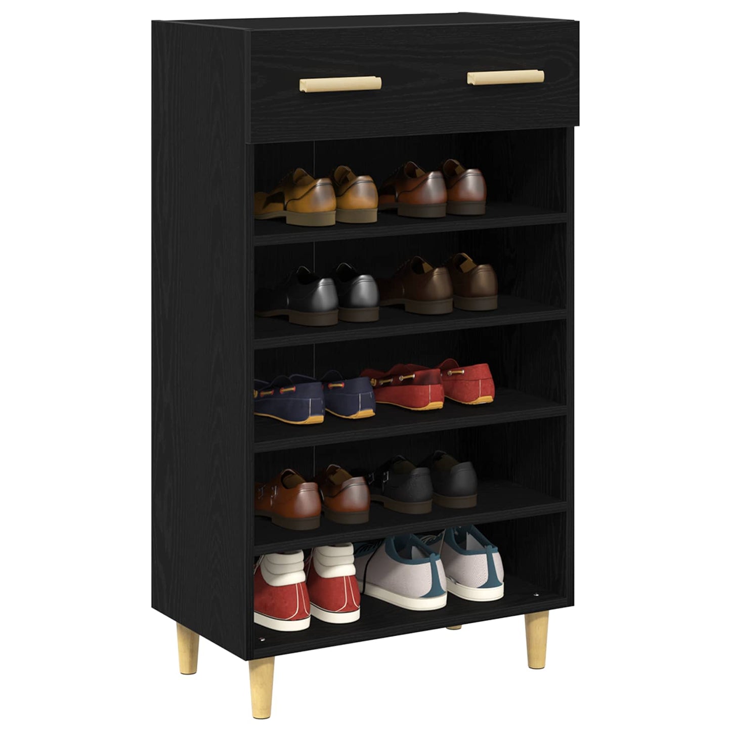 Vidaxx zapatero con cajón roble negro 60 x 35 x 105 cm acabado madera