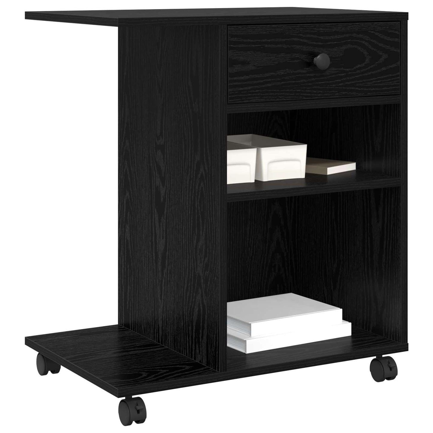 Vidaxl soporte para impresora roble negro liso 60 x 40 x 68,5 cm acabado madera