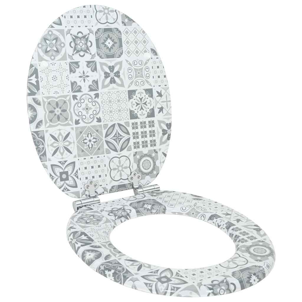 Vidaxx Asiento de inodoro con cierre suave porcelana azul y blanca 44 x 38 cm