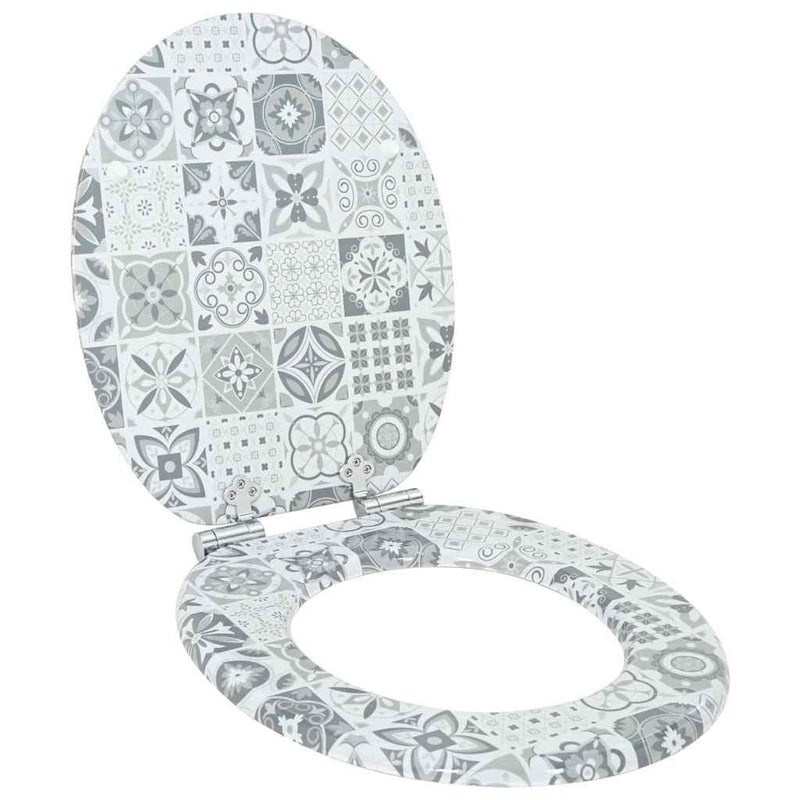 Vidaxx Asiento de inodoro con cierre suave porcelana azul y blanca 44 x 38 cm